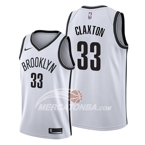 Maglia Brooklyn Nets Nicolas Claxton Association 2019-20 Bianco